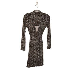 CALVIN KLEIN $129 Jersey‎ Stretch Snakeskin Long Sleeve Wrap Dress Size 2